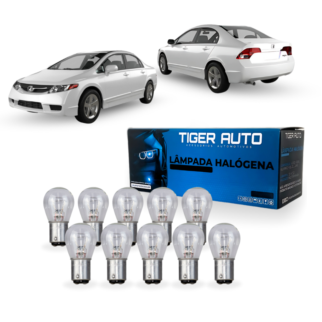 Kit 10 Lâmpadas Automotiva Halógenas P21/5W 2 Polos 24V Incolor