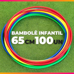 Kit 100 Bambolês Infantil Exercicios Fitness Colorido 65cm Reforçado