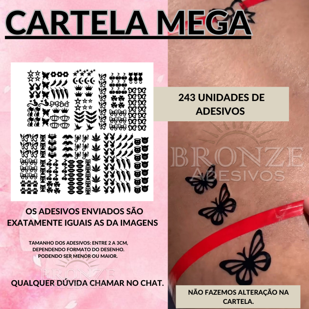 Mega cartela de tatuagem solar para bronzeamento natural. Bronzeamento natural