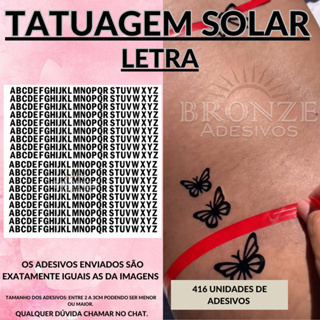 468 letras para tatuagem solar para bronzeamento.Tatuagem de letra para bronzeamento solar. em Oferta na Shopee