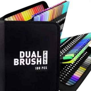 KIT CANETA DUAL PONTA DUPLA BRUSH 48/60/80/100PCS CORES REF C60100 em Oferta na Shopee