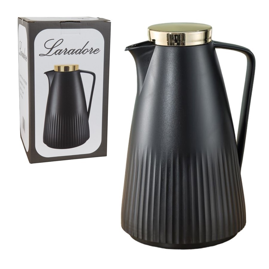 Garrafa Térmica de Café - Laradore Clean Preta e Dourada 1L