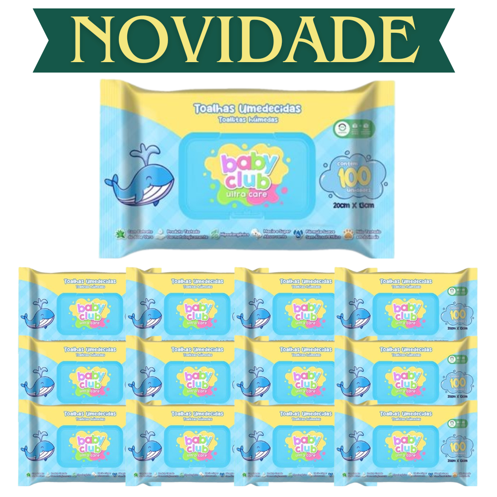 Kit C/12 ToalhaS UmedecidaS Tradicional 1200 Fls Baby Club em Oferta na Shopee