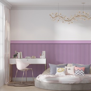 Papel De Parede Adesivo Ripado Lilás Lavanda Com Faixa Para Meia Parede em Oferta na Shopee