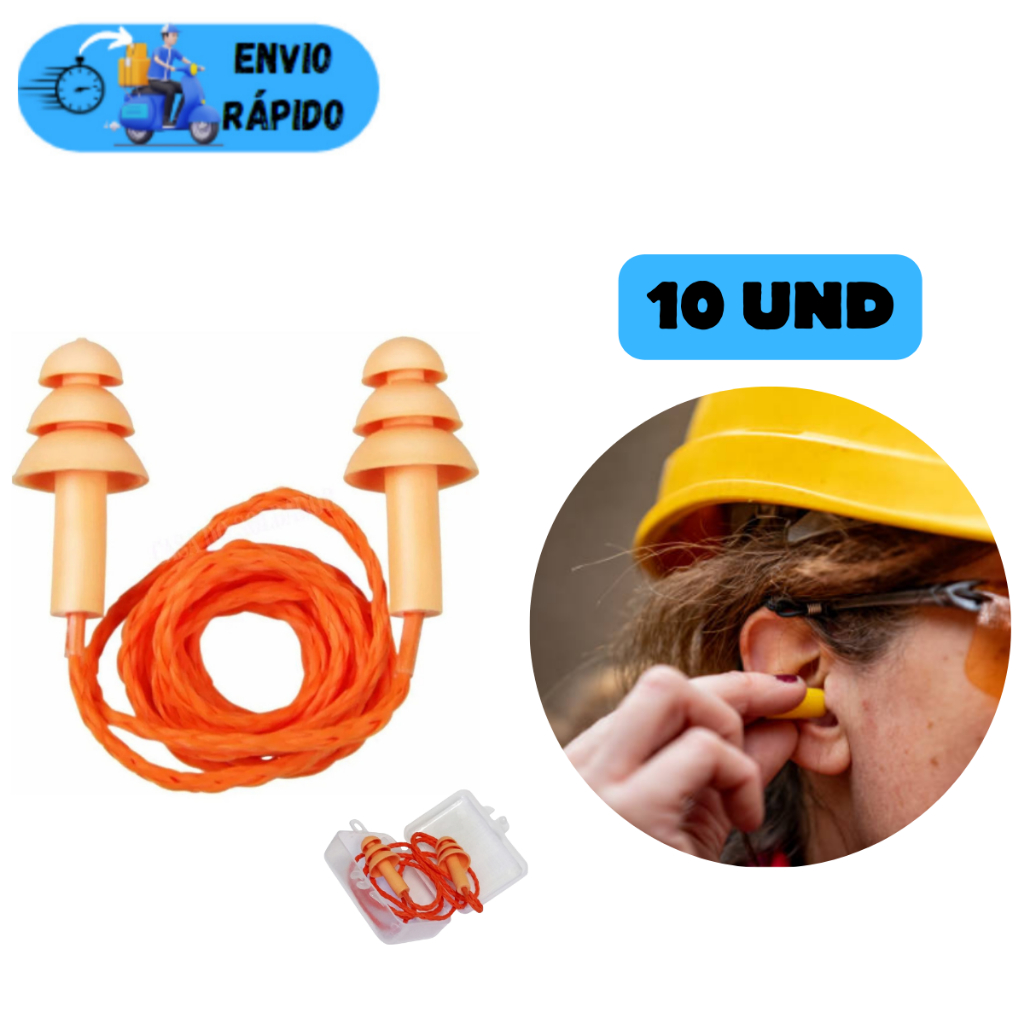 KIT 10 PROTETOR AURICULAR ABAFADOR DE RUÍDOS PREVENT PARA OUVIDOS COM CORDÃO PARA DORMIR B...