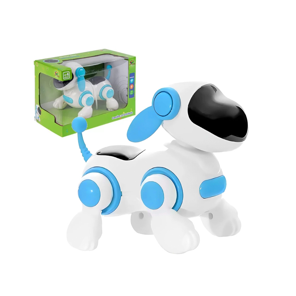 Cachorro Filhotinho Robô Com Face Digital Ensina Brinquedo