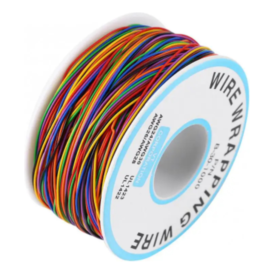 Rolo 200 Metros Fio Wrapping Wire Wrapp 30 Awg Com 8 Cores