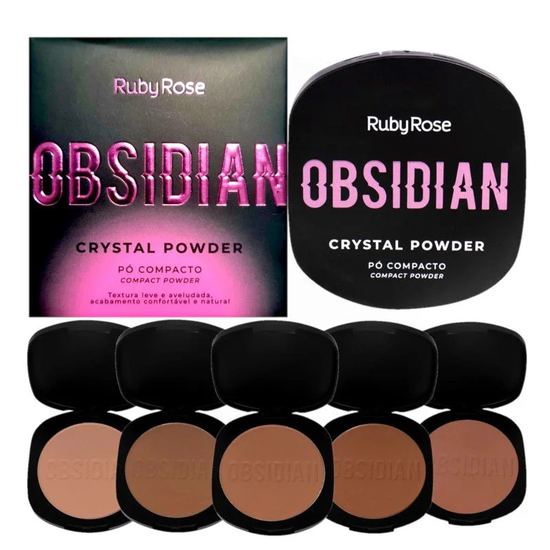 ó compacto Crystal Powder Obsidian Ruby Rose