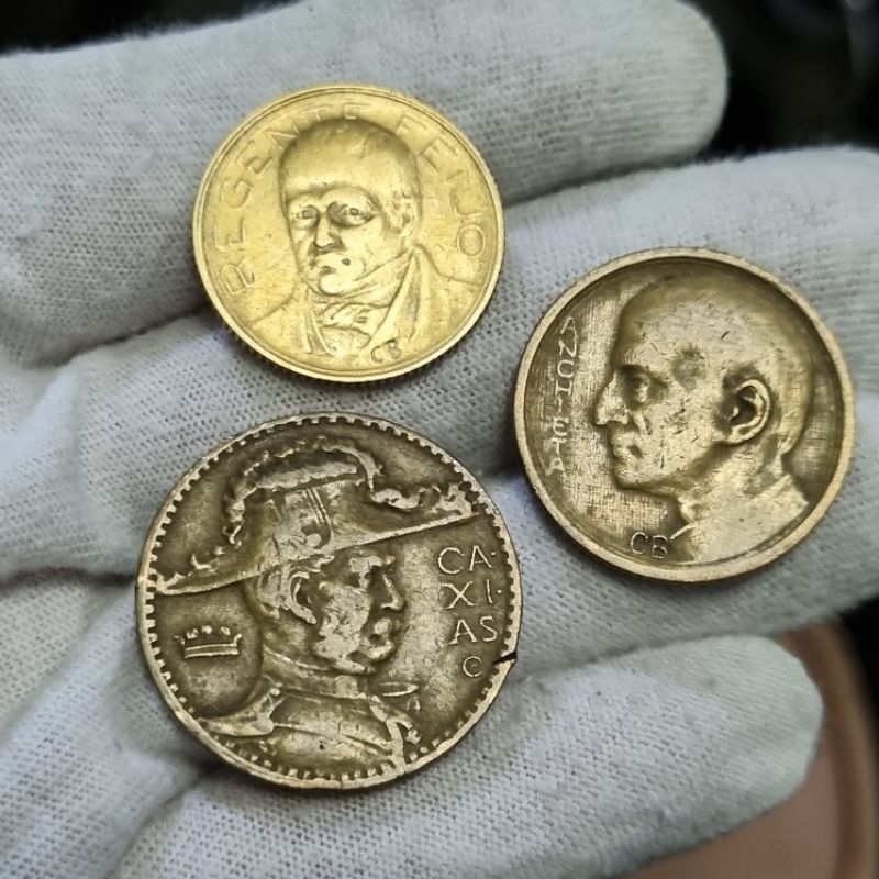 Set 3 Moedas Brasil 500, 1000 e 2000 Réis 1938 MBC - Série Brasileiros Ilustres - Moeda Feijó - Moeda Caxias e Anchieta
