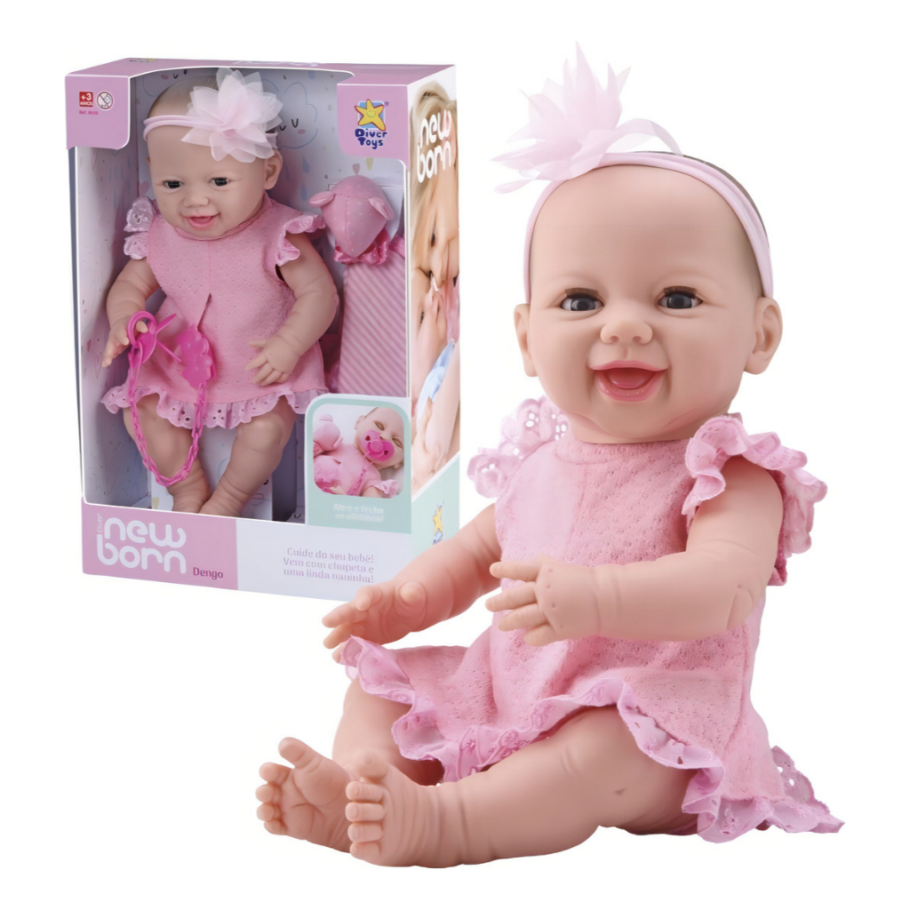 Boneca Diver New Born-Dengo(Olho Movel) 8076 Brinquedo Presente Barato