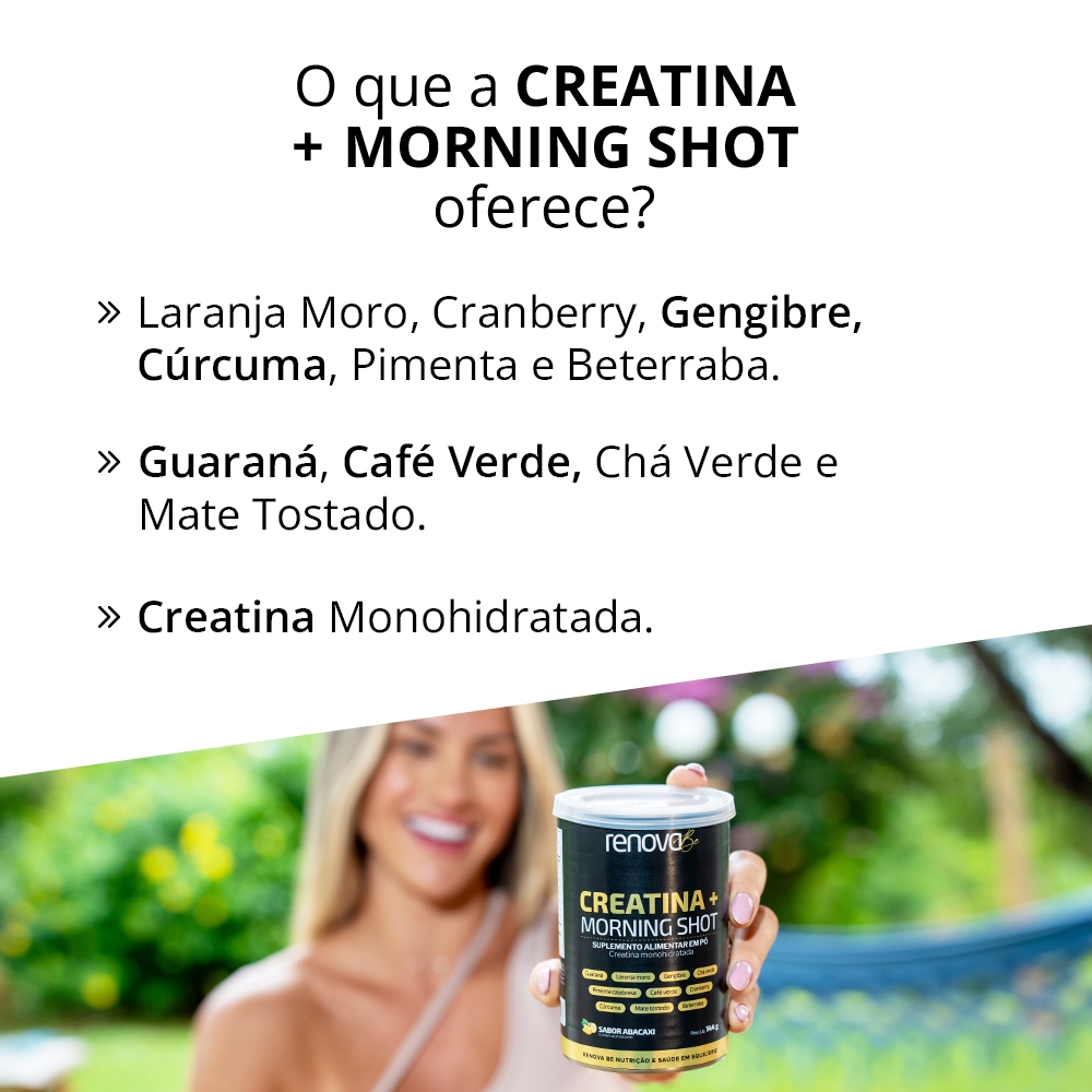 Detalhes do 2 Potes Creatina + Morning Shot C/Creme Resveratrol-Renovabe