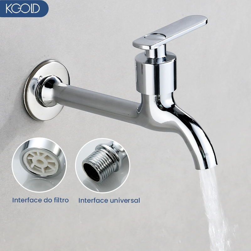 Torneiras de Bico PadrãoTanque De Metal Longa Para Jardim/ Maquina Lavar Parede Abs Cromado KGOLD em Oferta na Shopee