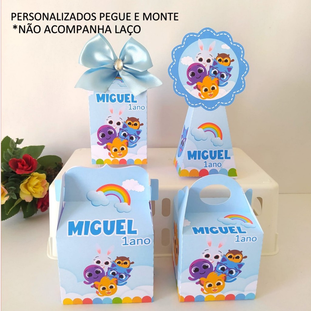 20 Lembrancinhas Bolofofos menino pegue e monte/personalizados /caixinhas para a aniversário