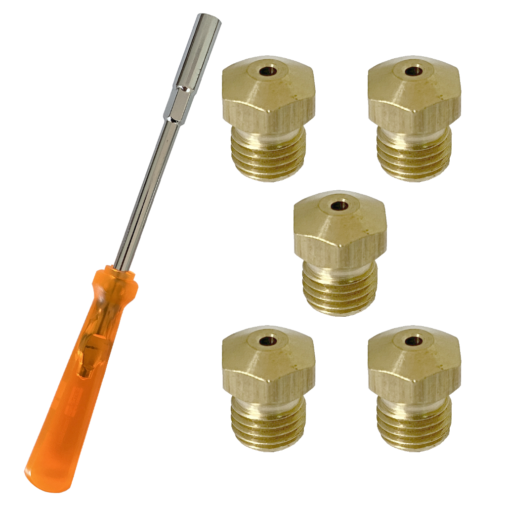 Kit 5 Bicos Injetor Para Gás Natural GN ou Gás GLP Botijão Conversão Cooktop Com Chave Canhão em Oferta na Shopee