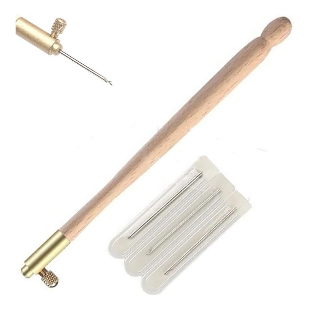 Agulha Para Bordar Crochê Pedraria Kit 3 Agulhas Bordado Cabo de Madeira Lanmax LM-Kit AG Bordado
