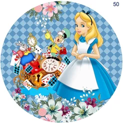 Capa Painel Festa Redondo Veste Fácil C/ Elástico 50cm Alice no País das Maravlhas