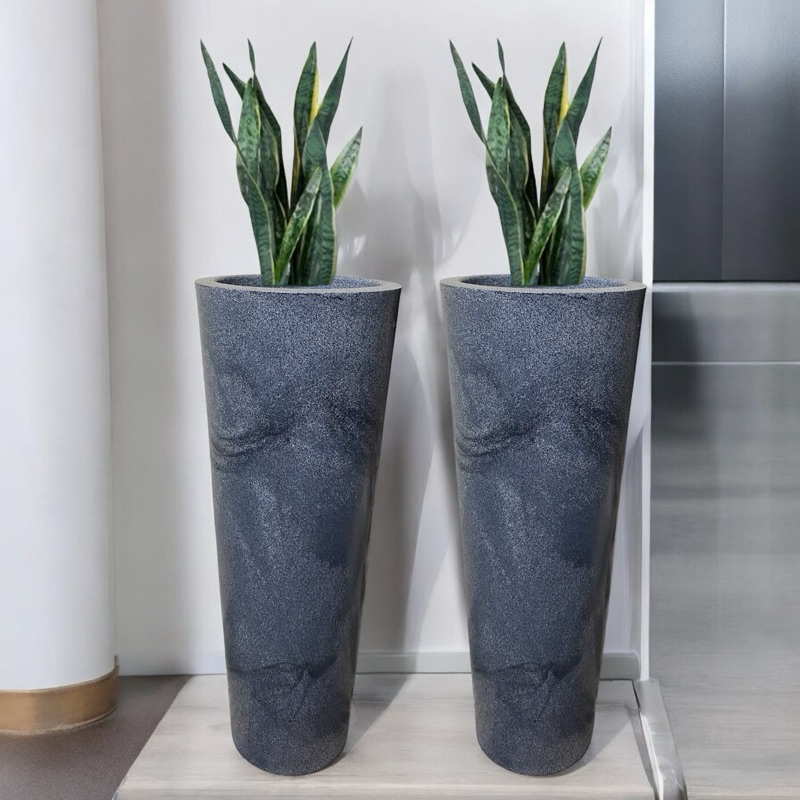 Kit 2 Vasos para Plantas 68x25 Luxo Coluna Ibiza efeito Marmorizado Decorativo Polietileno em Oferta na Shopee