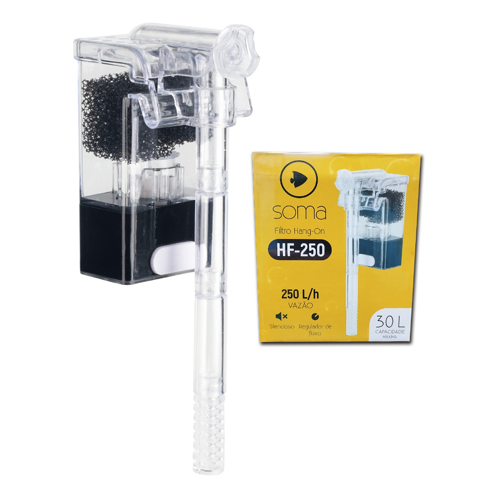 Filtro Externo Hang On Soma HF-250 até 30 Litros Mini Ideal para Pequenos Aquários e Beteiras
