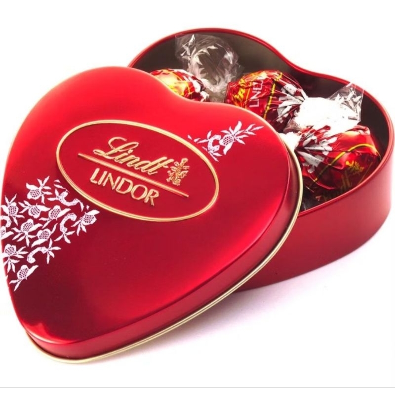 Bombom de Chocolate Suico Lindt Lindor, 2 Latas Coracao 50g
