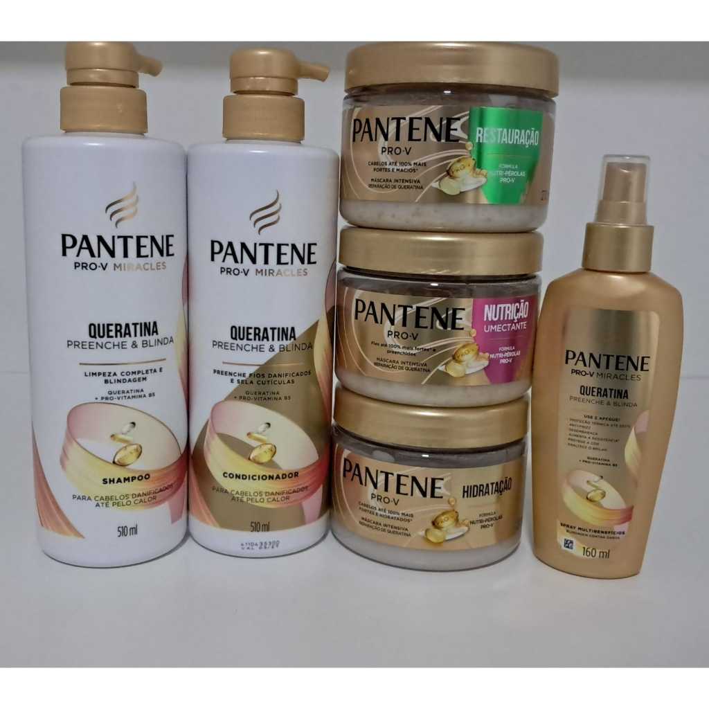 KIT PANTENE QUERATINA 6 PRODUTOS SHAMPOO+CONDICONADOR+CRONOGRAMA+SPRAY QUERATINA 160ML