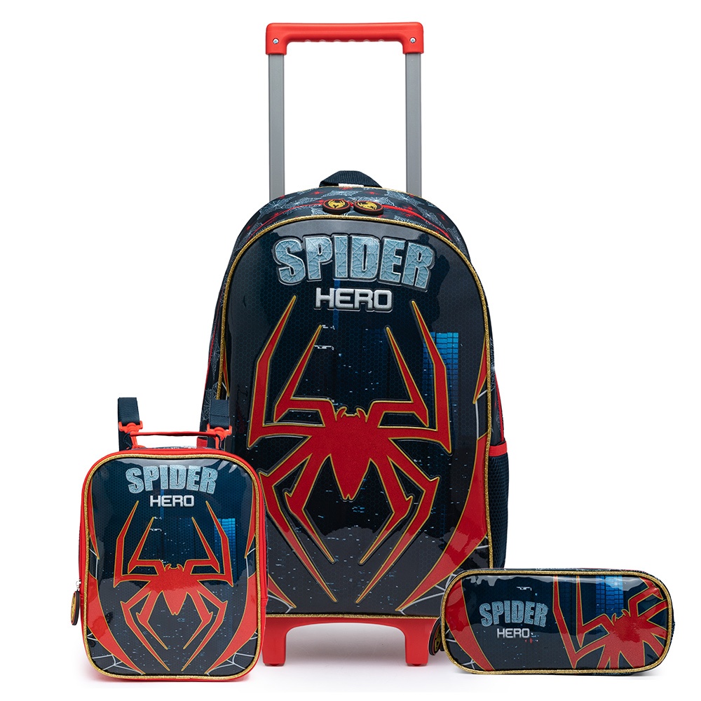 Kit Mochila Rodinhas Lancheira Térmica Estojo Infantil Reforçada