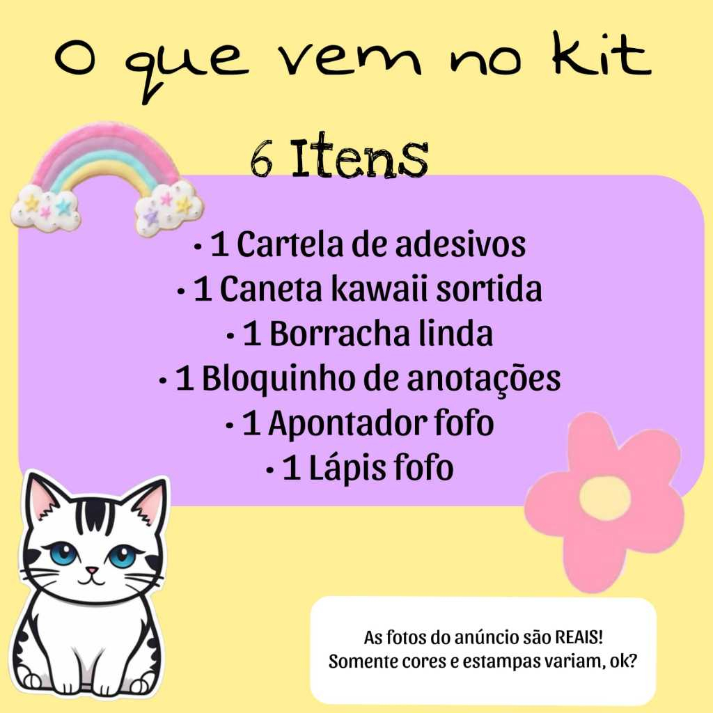 Kit Papelaria Fofa Papelaria Kawaii