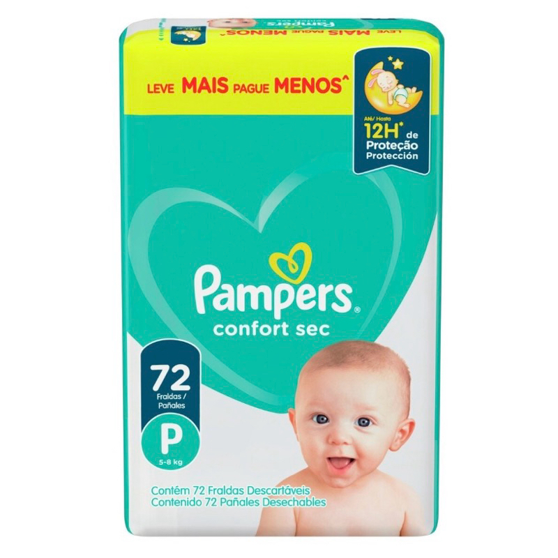Fralda Pampers Confort Sec Tamanho P 72 Unidades