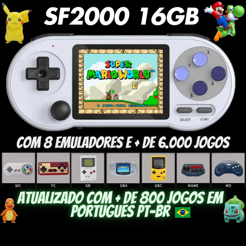 Videogame Portatil Datafrog SF2000 16gb Emulador de Super Nintendo Mega Driver Gameboy Arcade 16GB sf 2000 video game