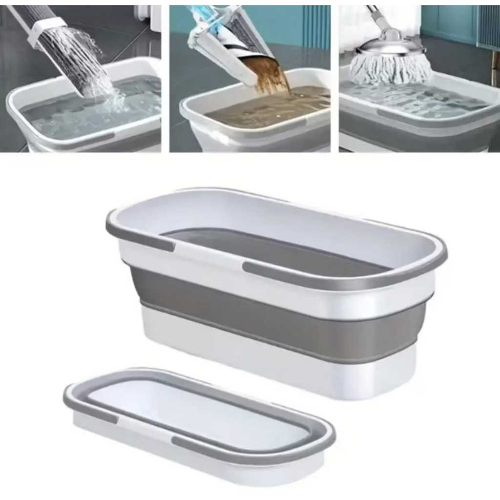 Cesto Flexível Com Rodas Dobrável Retangular Silicone Balde Multiuso Lavanderia