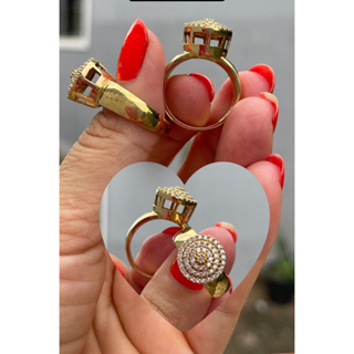 Anel Chuveiro grande cravejado com zirconias moeda antiga cod:0062 em Oferta na Shopee