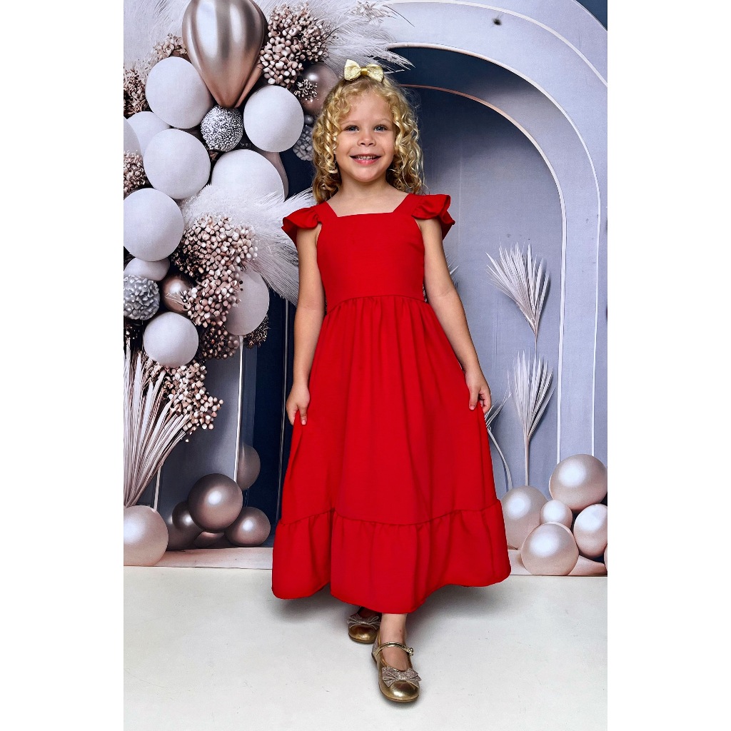 Vestido Festa Juvenil Florista Daminha Luxo Liso Varias Cores Meninas Formatura Natal Igreja Juvenil