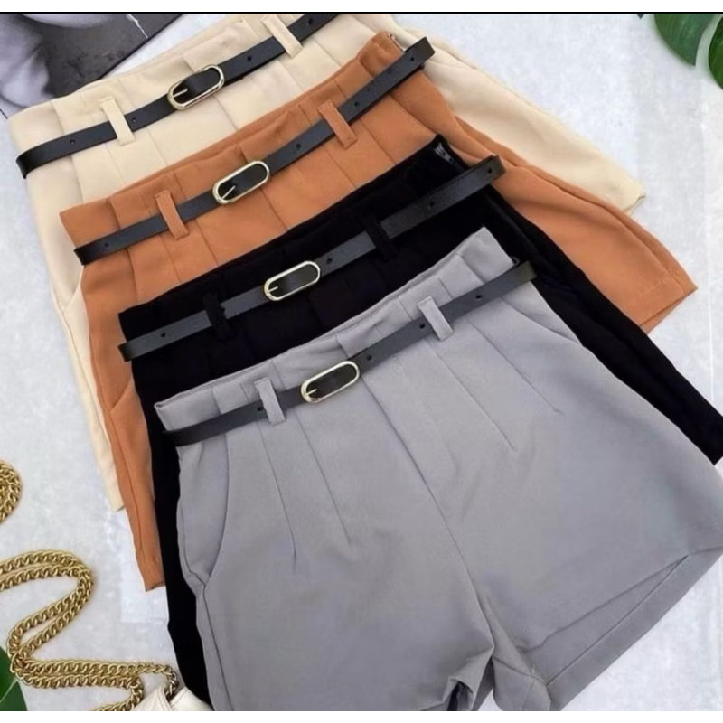 Short Feminino de Alfaiataria com Cinto Shorts Tecido Alfaiataria Premium Brinde Cinto