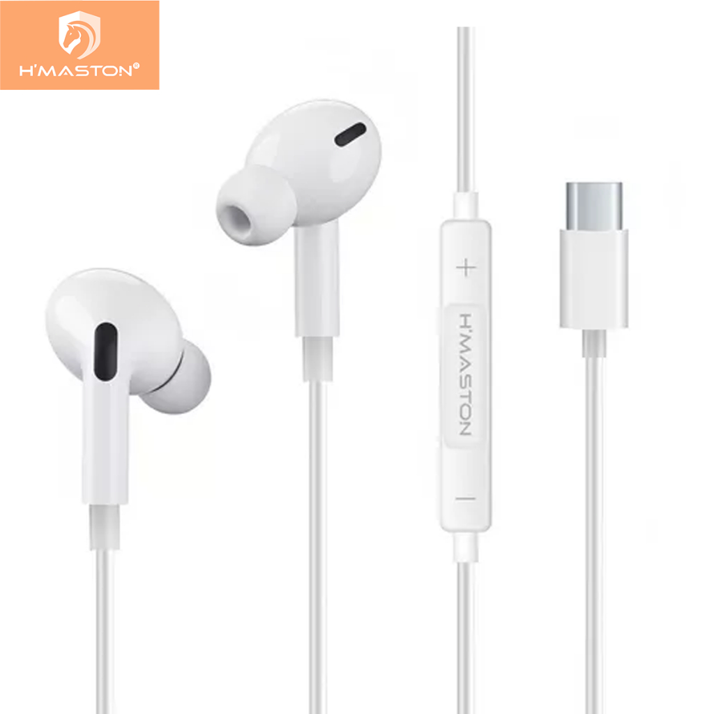 H'maston RB05 Fone De Ouvido Com Fio Tipo-c Com Microfone Branco em Oferta na Shopee