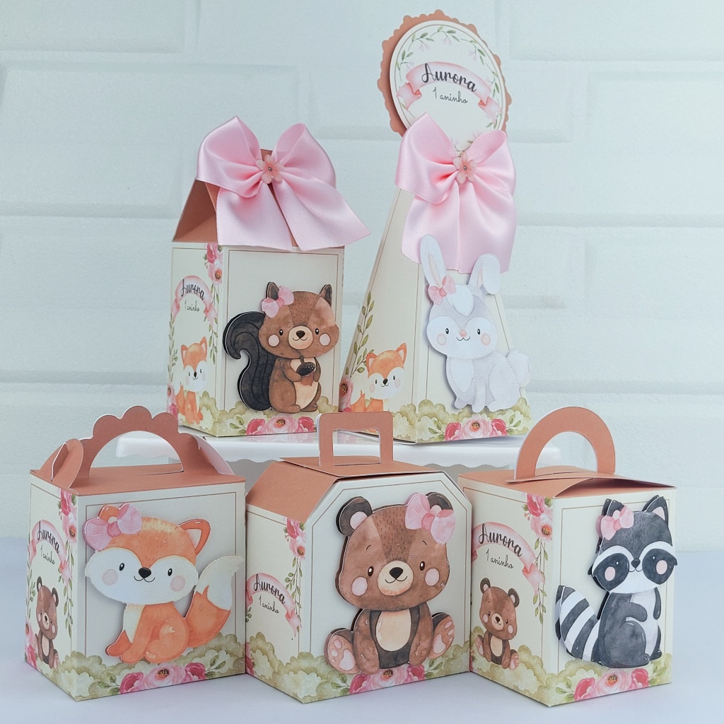 Kit Festa Personalizados - Bosque Encantado - Lembrancinha de aniversário  - Caixinhas Personalizada