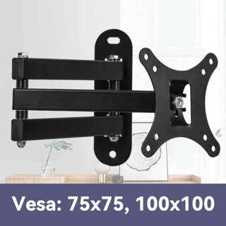 Suporte Tv Tri Articulado Lcd Led Plasma 10 A 26 / 32 A 55 Pol Para Parede VESA 75x75mm/100x100mm em Oferta na Shopee