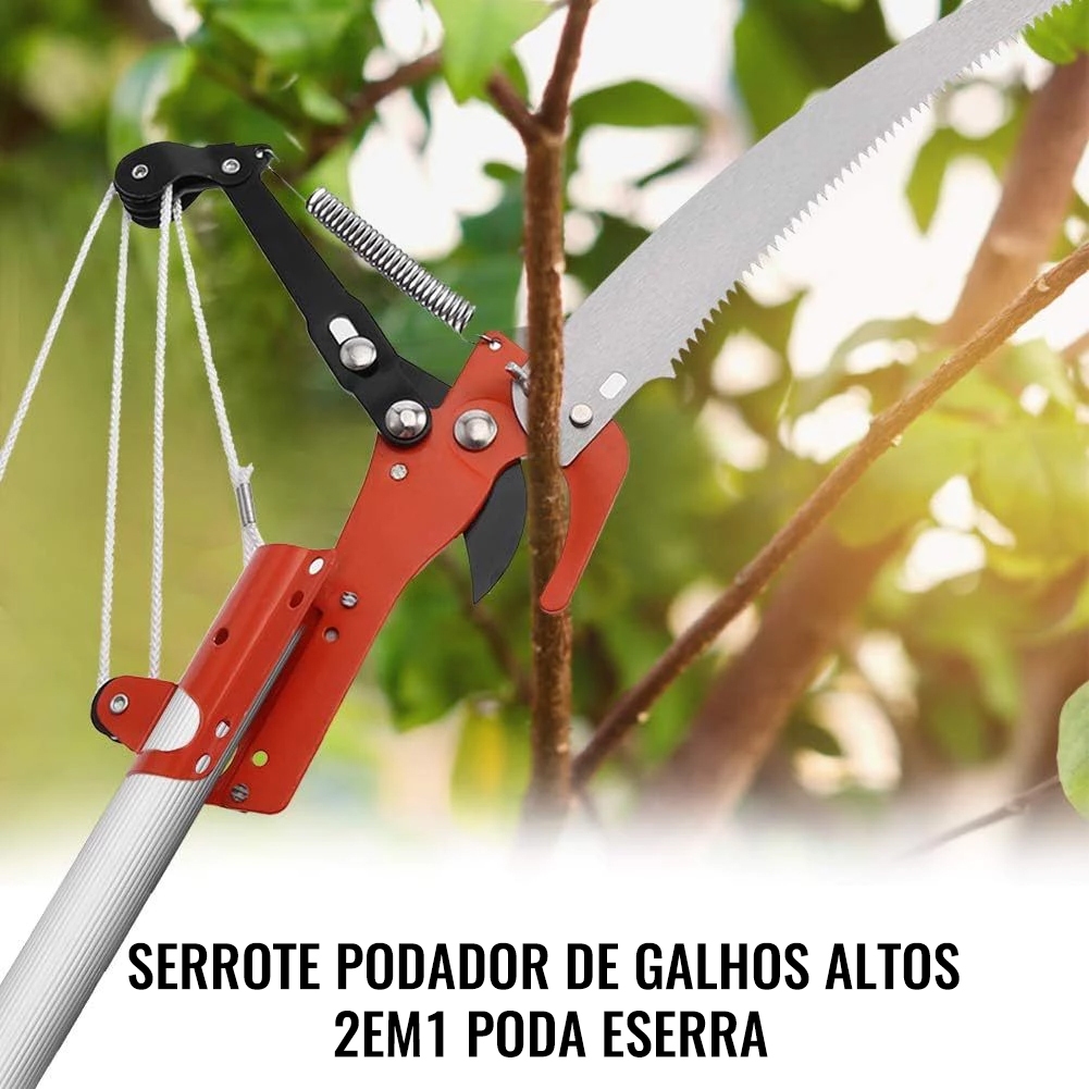 Podador De Galhos Altos Tesoura 2 Em 1 Serra E Poda Com Serrote Super Forte e Resistente em Oferta na Shopee