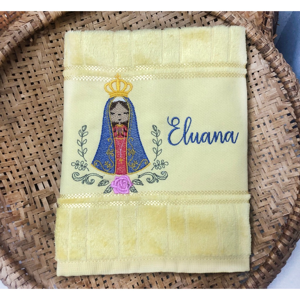 Toalha de lavabo Religiosa Santinhos Católicos Nossa Senhora Aparecida Nome Personalizado