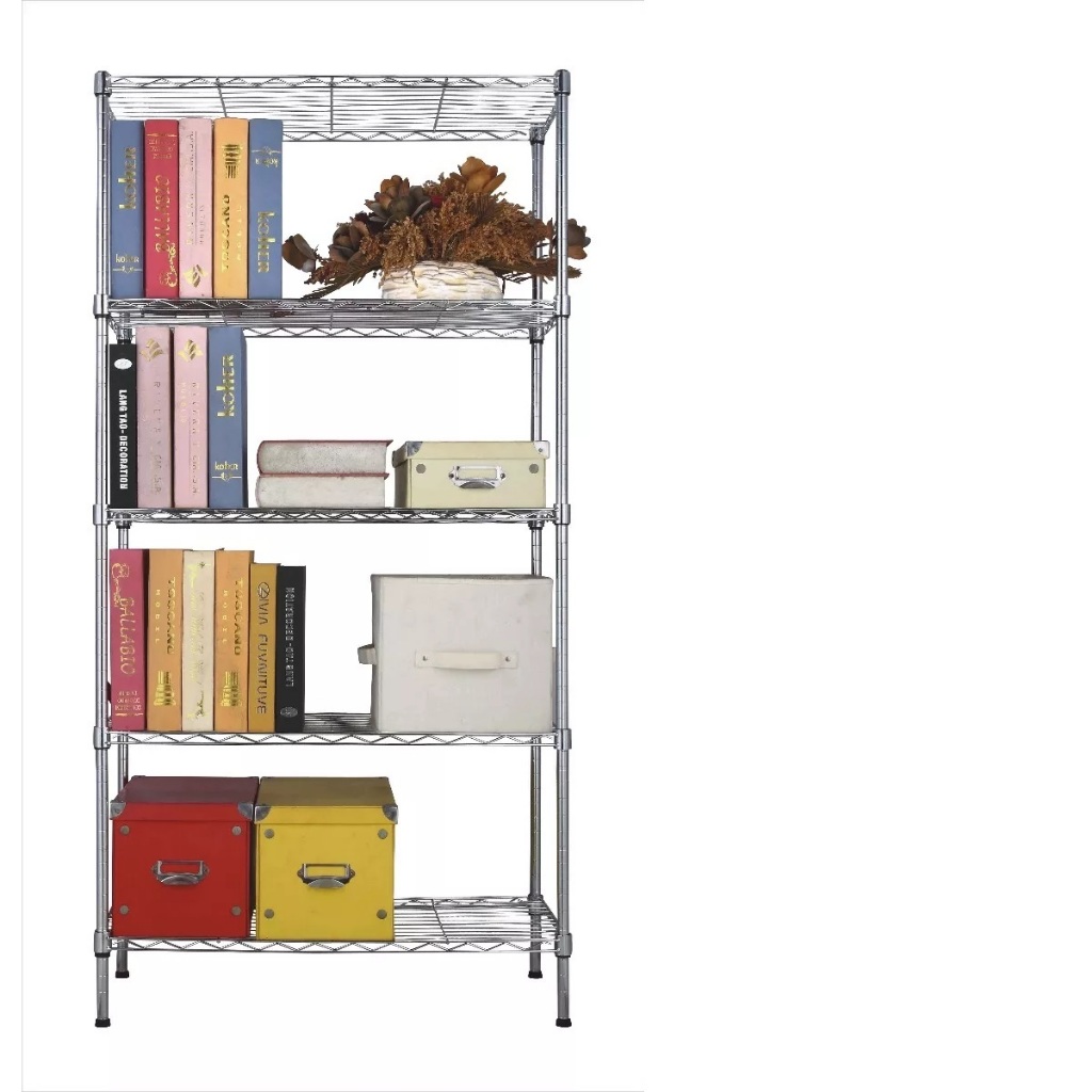 Estante Aço 5 Prateleiras Cromada Aramada 180 Cm C Rodinha