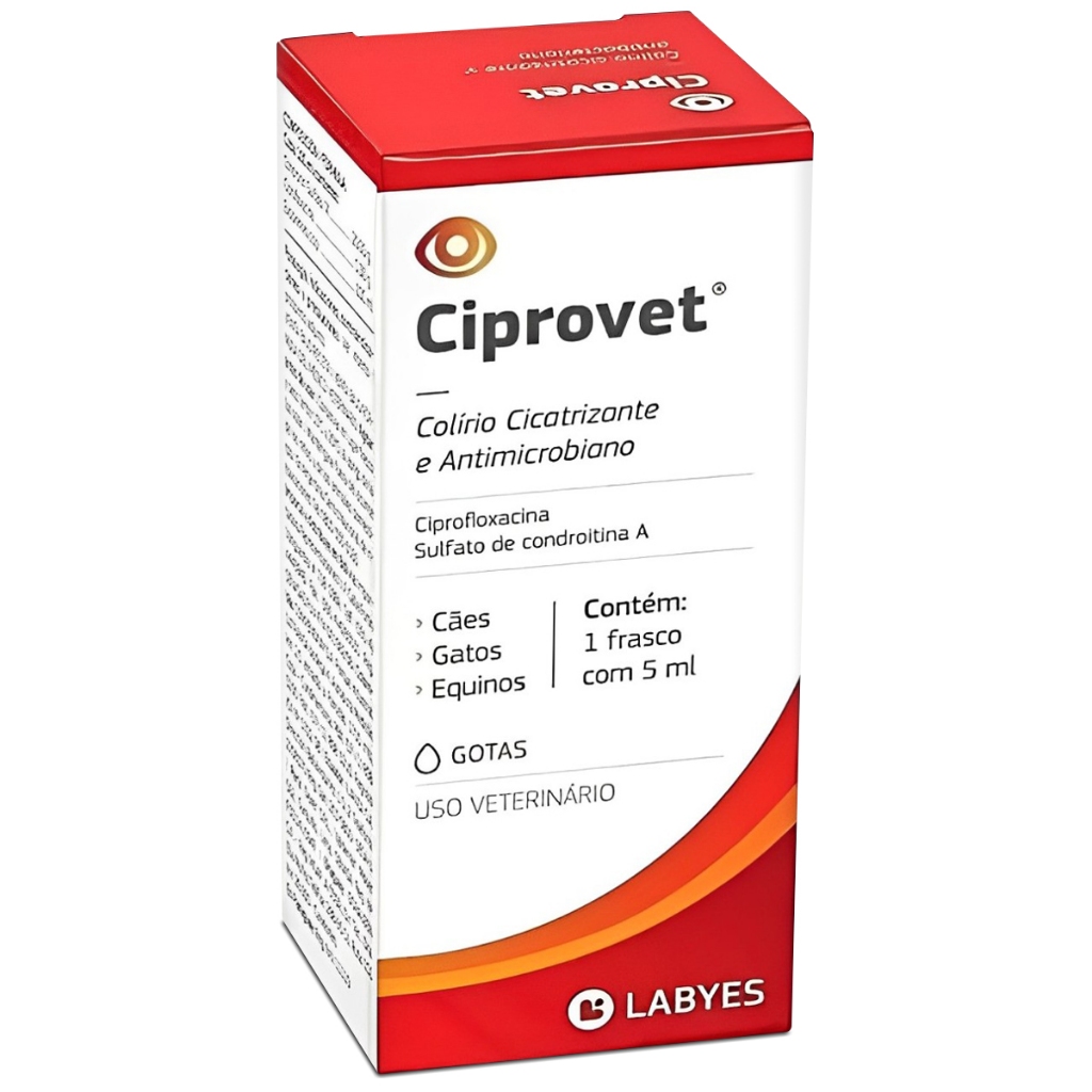 Ciprovet Labyes 5ml Colirio Antibacteriano P/ Cachorro Gato em Oferta na Shopee