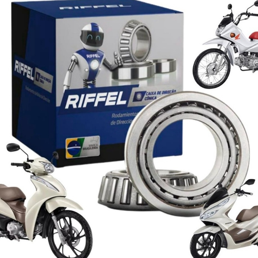 Caixa Rolamento Conico Direção Riffel Biz100 Biz110 Biz125 Pop100 Pop110 PCX150 Dream Web100 Phoenix