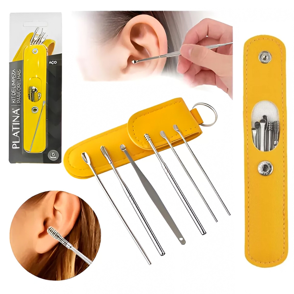 Kit 6 Cotonete Fácil Removedor Limpeza Cera De Ouvido Orelha + Estojo OI-5047