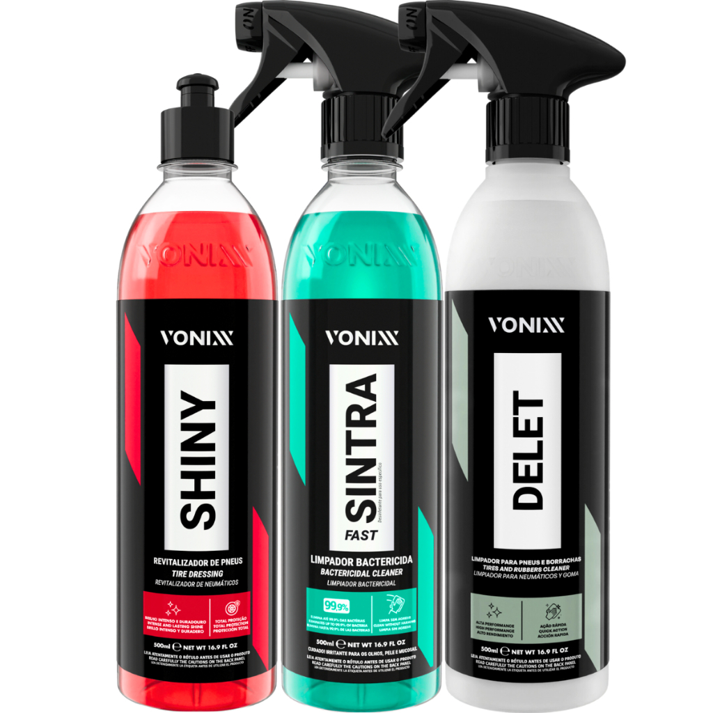 Limpador Bactericida Sintra Fast Pneu Pretinho Shiny Limpa Pneus Delet Vonixx