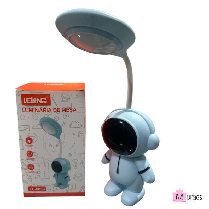 Luminária de Mesa Recarregável (Astronauta) LELONG LE-5833