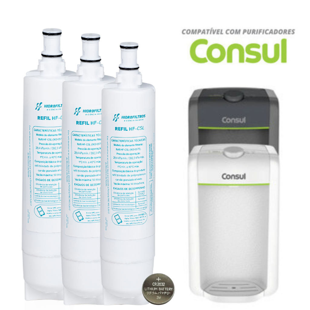 1, 2 ou 3 Filtro Compatível Consul Purificadores Cpc30 cpc30ab cpc30af cpc31 cpc31ab cpc31af