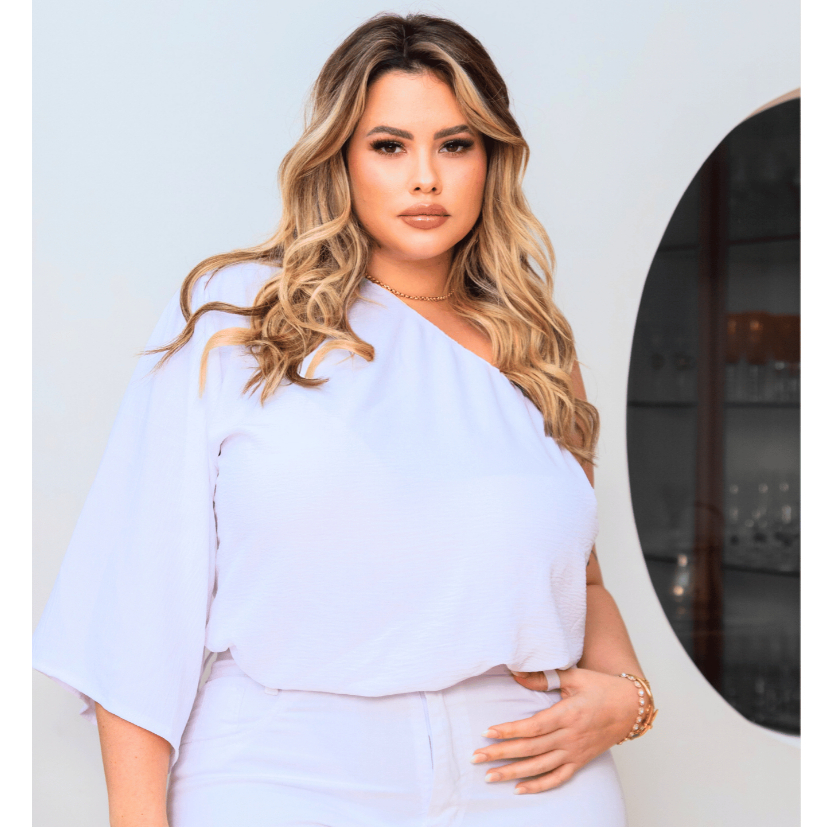 Blusa Branca Feminina Mula Manca Plus Size Elástico Ajustável Cropped Bata Soltinha Confortável