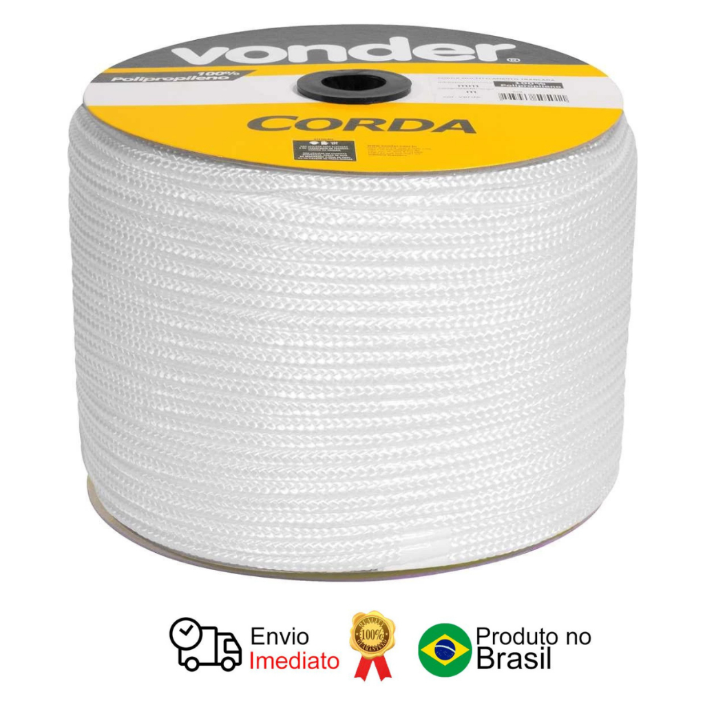 Corda Multifil Trançada 10mm x 190m Branca Carretel Vonder