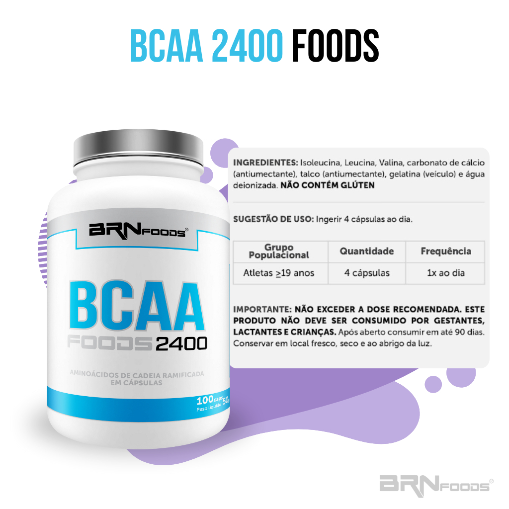 Detalhes do BCAA 2400 100 Cápsulas BRNFOODS