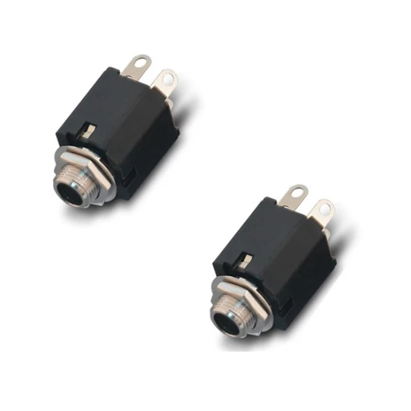 Jack Stereo P10 Preto Fechado para Guitarra Baixo JC16 - 2 Peças