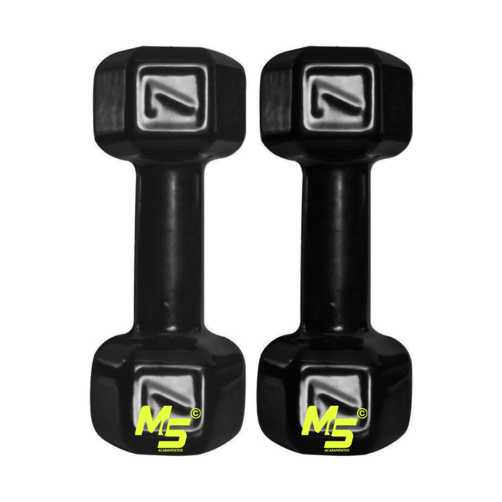 Par Halter Sextavado Emborrachado 7 Kg Treino Musculação C/ 2 Un