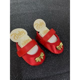 Sapatinho de bebê recém nascido - Sapatilha vermelha c/ lacinho Feminina em Oferta na Shopee
